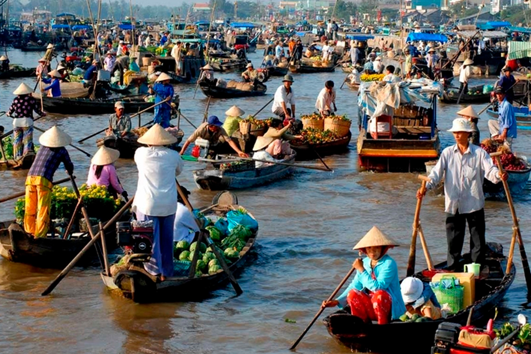 Вьетнам. Дельта реки Меконг. cái răng